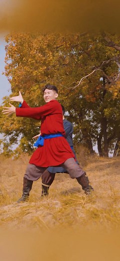 Very happy dance in golden forest 🍁🍂🌺 | Across Inner Mongolia