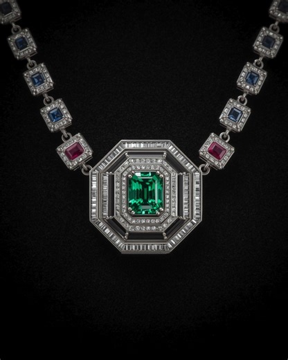 This Art Deco necklaceS captures the spirit of the Jazz Age—bold geometry, dazzling gemstones, and fearless design. Nearly a century later, it still speaks the language of elegance and sophistication. #fblifestyle | Art Deco 1920