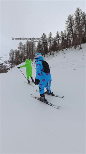 Déguisement amusant au ski avec les Teletubbies