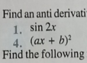 Find an antiderivative:\sin 2x(ax   b)^2... | Filo