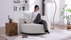 360° Swivel Barrel Chair, Oversized Upholstered Swivel Chairs for Living Room,Modern Chenille Fabric Club Chair,55"Large Round Accent Chair with 3 Pillows for Bedroom,Office (Orange Red, 55-Inch)