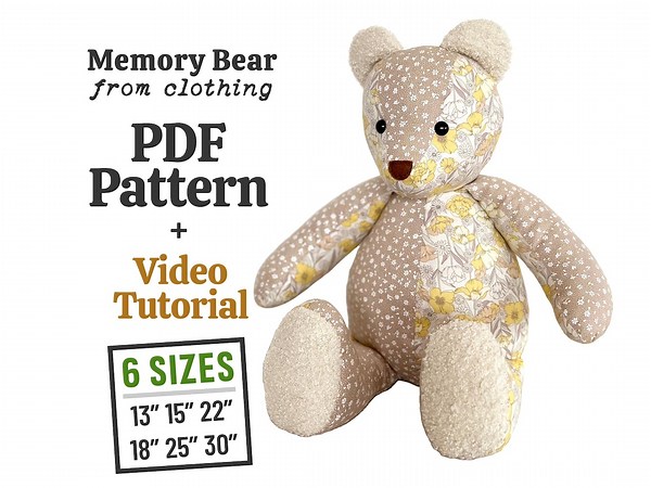 Memory Bear Pattern, Keepsake Bear, Memory Bear, Memorial Bear, Bear Sewing Pattern, Teddy Bear Pattern, Bear Made of Clothes, Stuffed Bear - Etsy