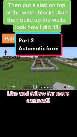 Part 2 : automatic farm. Part 3 coming very soon!!! #minecraft #WonderWaterWhip #tutorials #bedrock #survival #farm #automaticfarm #part2