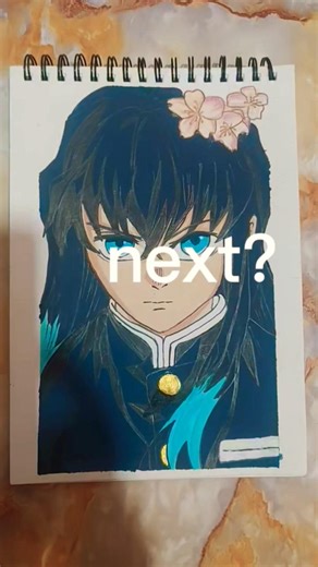 muichiro drawing using water colours