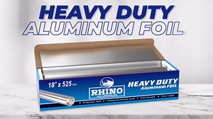 Rhino Aluminum Foil Heavy Duty - 18 x 525 sf, 25 Microns Thick (Pack of 2) Foil Aluminum Roll - Commercial Grade & Extra Thick, Strong Enough for Food Service Industry