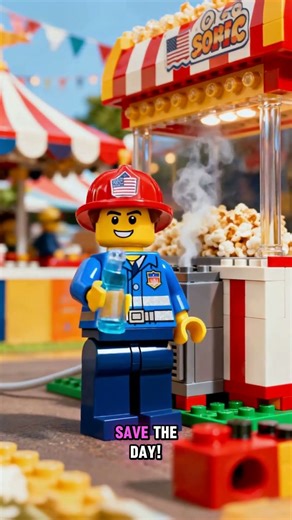 LEGO Firefighters 🚒🍿 Popcorn Machine Explodes… Free Popcorn for All!!!