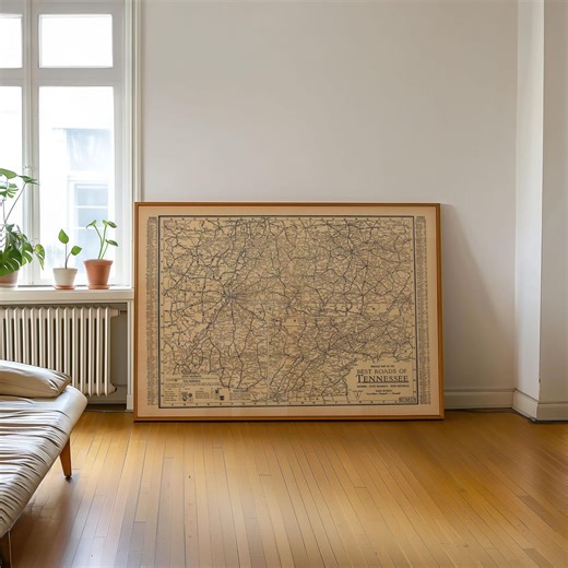 Vintage Tennessee Roads Map Print: 1926 Wall Art, Framed or Canvas - Etsy