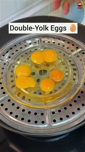 Steamed Double-Yolk Eggs 🥚✨ #foodreels #shortsfood