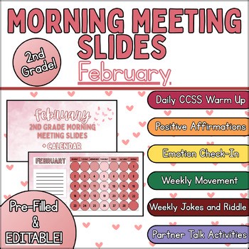 2nd Grade February Morning Meeting Slides V.1 Joke Activities and CCSS Warm-Up
