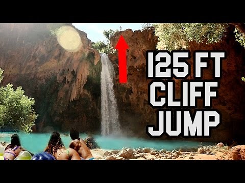 CLIFF JUMPING IN THE GRAND CANYON! 125 ft (4K)