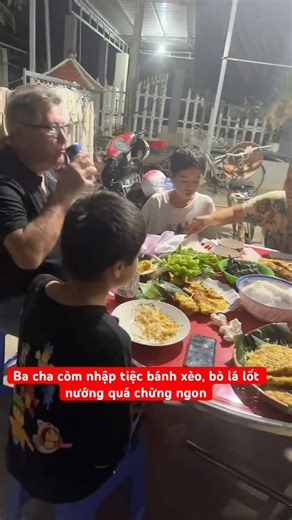 Ba cha con mê bánh mì bò lá lốt nướng