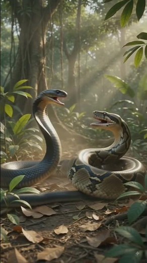 ⛎ King Cobra vs Giant Python 🐍🔥 | Epic Snake Fight Caught on Camera! 😱 #shortsfeed
