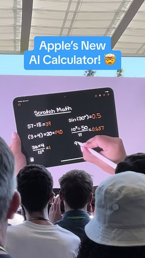 Apple is changing the game in iPadOS 18 with handwritten math solving, using Apple Pencil. Super cool for students! #ipados18 #ios18 #ipadcalculator #wwdc #appleevent