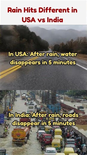 Rain Reality ☔ USA vs India Roads #UrbanFlooding #Infrastructure #RealityCheck #viral #motivation