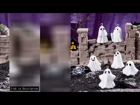 10pcs European Cute White Ghost Charms Handmade Resin Halloween Pendant for Jewelry Making Findings