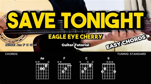 Save Tonight - Eagle Eye Cherry | Guitar Chords Tutorial For Beginners #guitartutorial #chords #lyrics | dernalvamusic