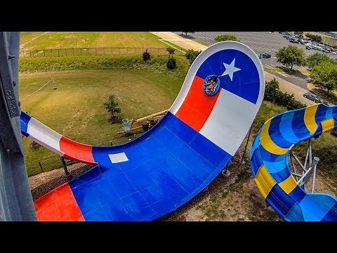 Giant Halfpipe Water Slide: The Typhoon at Typhoon Texas Houston