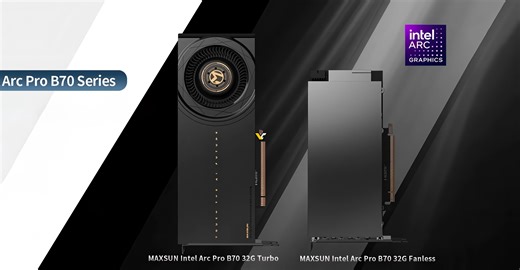 MAXSUN debuts Arc Pro B70 32GB Turbo and Fanless graphics cards - VideoCardz.com