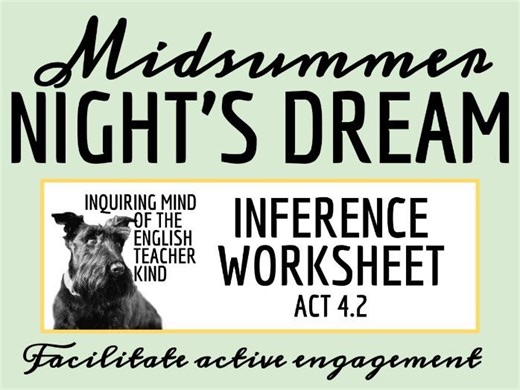 A Midsummer Night's Dream Act 4 Scene 2 Close Reading Analysis Worksheet | Teaching Resources