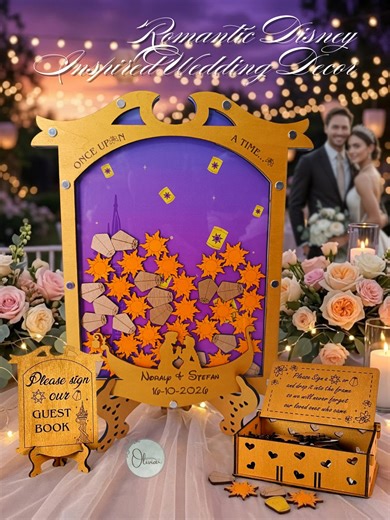 Princess Castle Guest Book, Wedding Guest Book Alternative Drop Box for Storybook Wedding Bride and Groom Golden Decor - Etsy