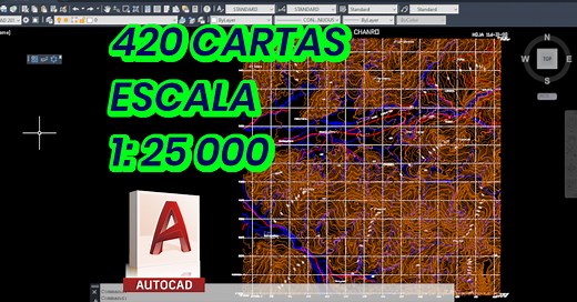 Cartas a escala 1/25 000 en AutoCAD - 420 Planos Gratis