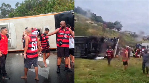 Volcó un micro con hinchas de Flamengo rumbo a Buenos Aires: hay tres heridos graves