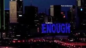 Beautiful. The Omni Hotel in Dallas, known for its light displays, made a powerful statement in the color of police blue calling for an end to violence with the words "Enough." | KMOV
