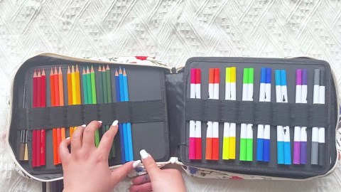 qianshan 202 Colored Pencils Pencil Case / 136 Color Gel pens Pen Bag/Marker Organizer