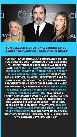 💔 Tom Selleck’s Emotional Goodbye Message To His Wife Will Break Your Heart #shorts