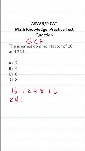 Greatest Common Factor: ASVAB/PiCAT Arithmetic Reasoning Practice Test Q #acetheasvab #grammarhero