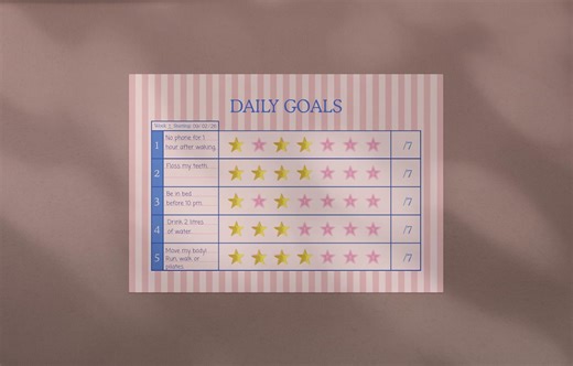 Daily Habit Tracker Printable – Pink Striped A4 Goal & Routine Sticker Chart for Adults - Etsy Australia
