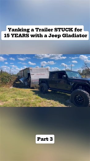 Yanking a Trailer STUCK for 15 YEARS with a Jeep Gladiator! - P3 #recovery #stuck #vehicle #towing #4x4rescue