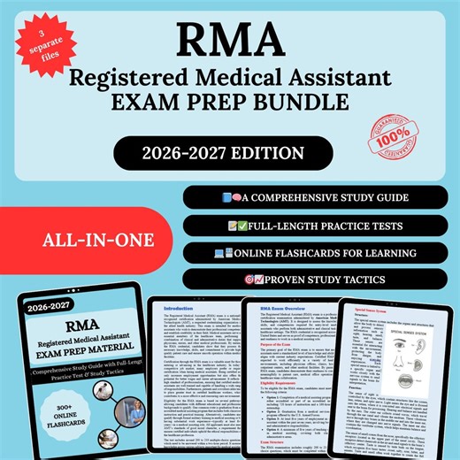 RMA Exam Prep Bundle 2026 | RMA Study Guide | RMA Test Exam | Registered Medical Assistant Study Guide | Rma Guided Notes | Rma Exam