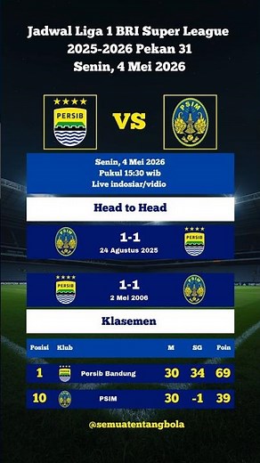 jadwal liga 1 hari ini - persib vs psim