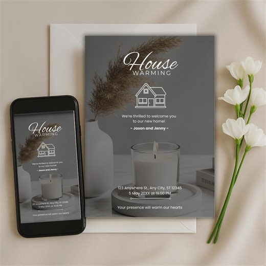 Housewarming Invitation Template – Editable Canva Minimal Housewarming Invite – Printable & Digital – Instant Download - Etsy
