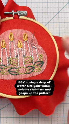 The thing about quick-dissolving stabilizer is that a drop of water can ruin your pattern in a hurry. This was, thankfully, an easy one to finish without the pattern being in tact. But I’ve had it make a big hole right in the middle of the stabilizer! #embroidery #handembroidery #stitching #handstitched #embroiderypattern #watersolublestabilizer #stickandstitch | Wild Olive