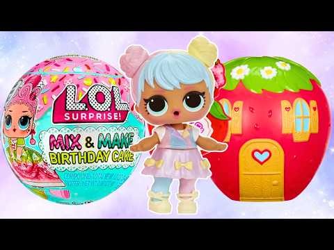 ASMR LOL Surprise Loves Strawberry Shortcake Mix & Make Birthday Cake Doll Balls #unboxing
