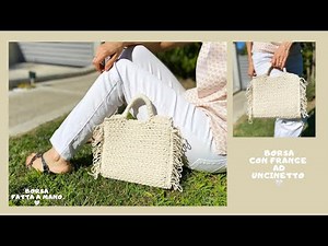 Tutorial Borsa con frange all’uncinetto principianti crochet bag fatta a mano - cotone riciclato