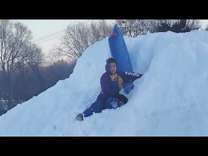 4K His First Attempts Snow Sledding Was Hilarious Sledding Fails Fun!