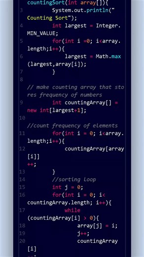 Mohammad Iqbal Hurrah on Instagram: "Today I studied Bubble, Selection, Insertion & Counting Sort in Java. Same goal, different strategies — comparisons, swaps, shifts & frequencies. Counting Sort felt a bit tricky, but that’s part of the process. Learning, revisiting, improving. One step at a time. #DSA #Java #SortingAlgorithms #CodingLife #ProgrammerMindset #ProblemSolving #LearningDaily #CodeJourney #TechStudent #Consistency #DeveloperInMaking"