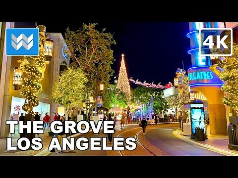 [4K] 🎄 The Grove at Farmers Market in Los Angeles, California USA - Christmas Walking Tour 🎧