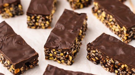 Homemade Double Chocolate And Peanut Butter Cereal Bars Recipe - Mashed