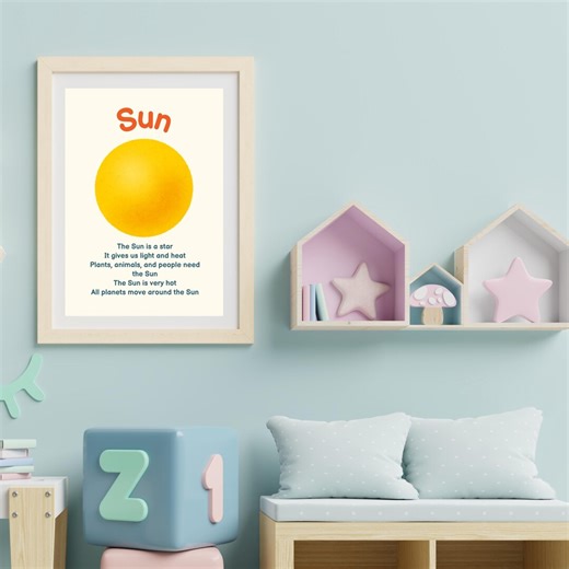 Wall Art Sun Digital Download Suitable for Kid's and Study Room - Etsy