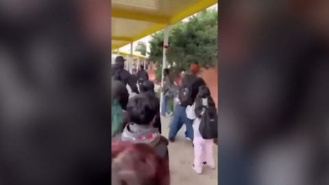 Shocking video shows moment schoolgirl hit in head with metal water bottle