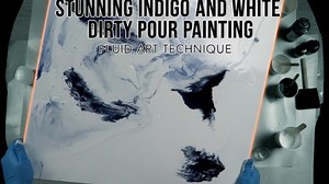 Mesmerizing Indigo & White Dirty Pour Painting | Fluid Art Magic