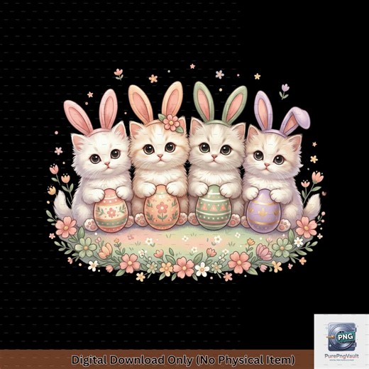 Funny Easter Kittens PNG | Cute Bunny Ear Cat Clipart With Pastel Easter Eggs | Instant Download for Sublimation, Scrapbooking & Crafts - Etsy
