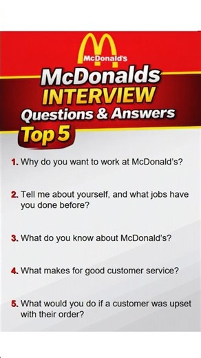 McDonalds Interview Questions Top 5 🍟 #mcdonalds