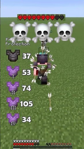 Projectile Protection vs arrows experiment #experiments #minecraftshorts