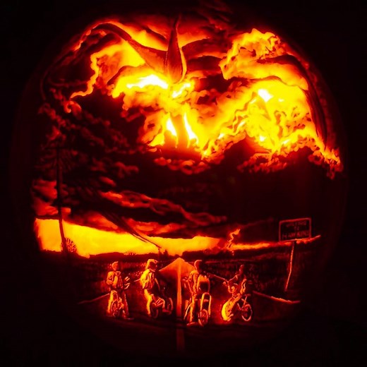 This Stranger Things Pumpkin didn't come from Merill's Pumpkin Patch 🖌️: Doggie Doc Designs | Netflix Family