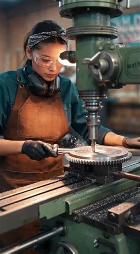 Metal Gear Machining: Woman Masters Milling! #CNC #Machining #Metalwork